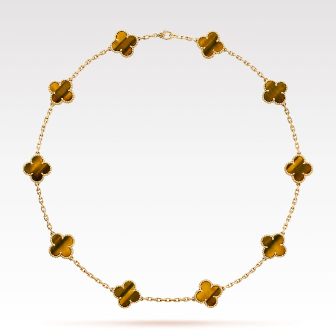 Quatrefoil Pendant Necklace, 10 Motifs, Yellow Gold Tone, Malachite