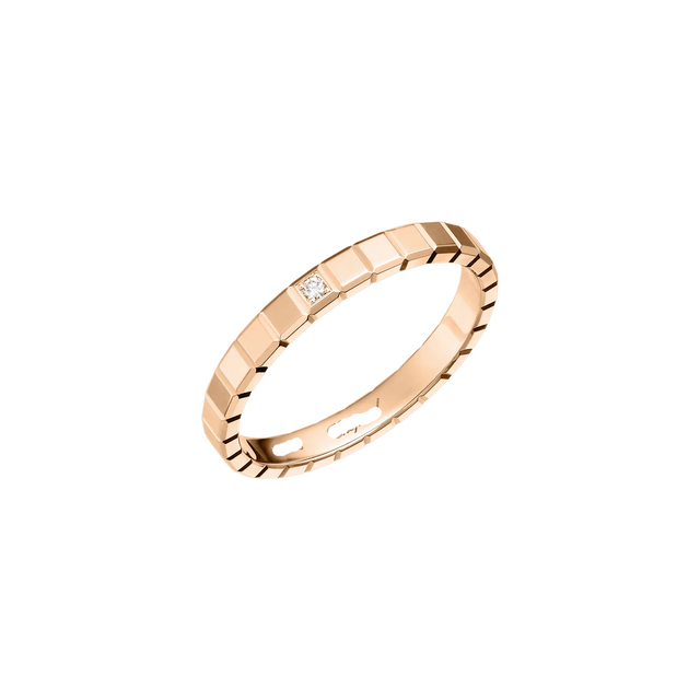 Cube-Link Ring, Rose Gold Tone, Stone-Set