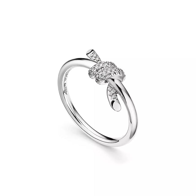 Knot Ring, White Gold Tone