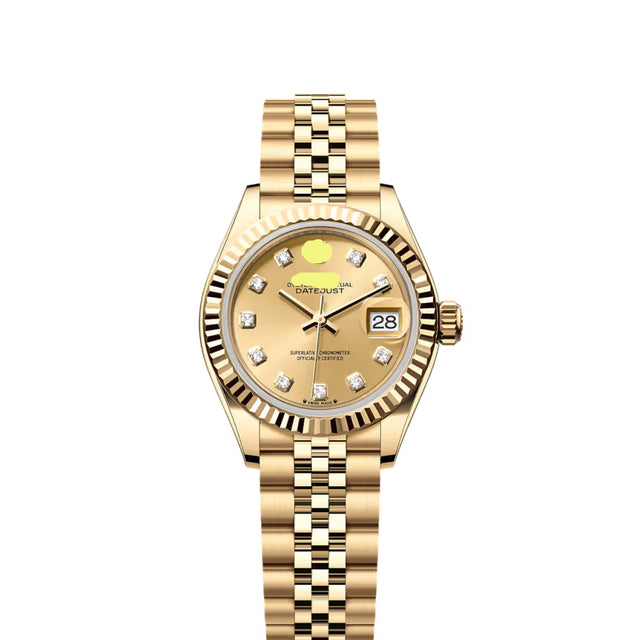 Classic Date Watch, Yellow Gold Tone, 28 mm