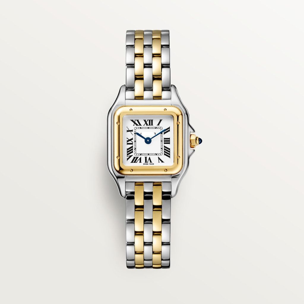 Square Link-Bracelet Watch, Yellow Gold Tone, Steel, Small Model