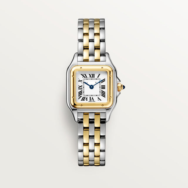 Square Link-Bracelet Watch, Yellow Gold Tone, Steel, Small Model