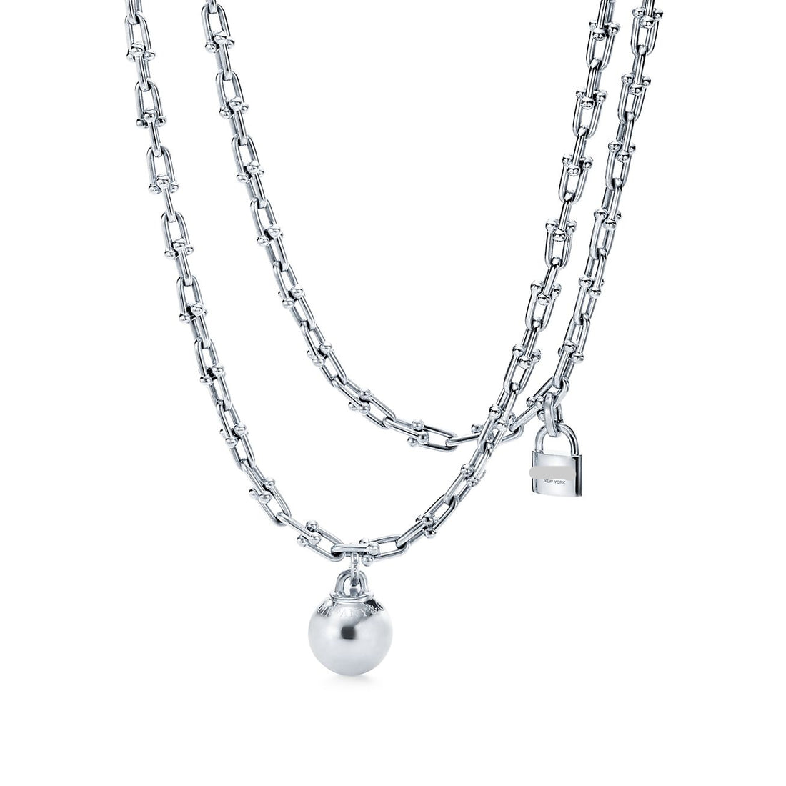 Link Chain Necklace, White Gold Tone, White