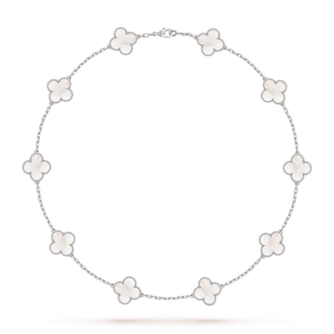 Quatrefoil Pendant Necklace, Agate, 10 Motifs, Yellow Gold Tone