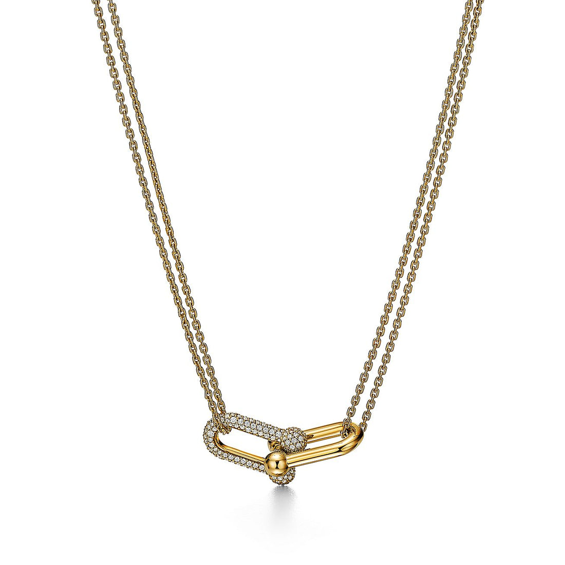Link Pendant Necklace, Yellow Gold Tone, Stone-Set