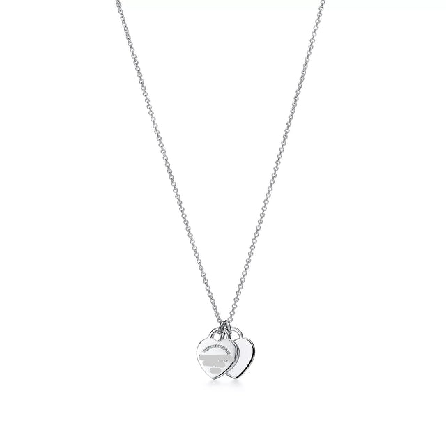 Double Heart Tag Pendant Necklace