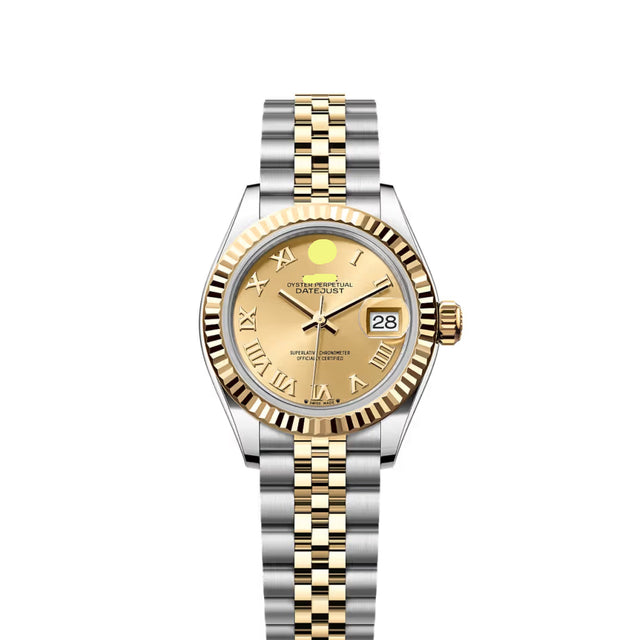 Classic Date Watch, Yellow Gold Tone, Steel, 28 mm
