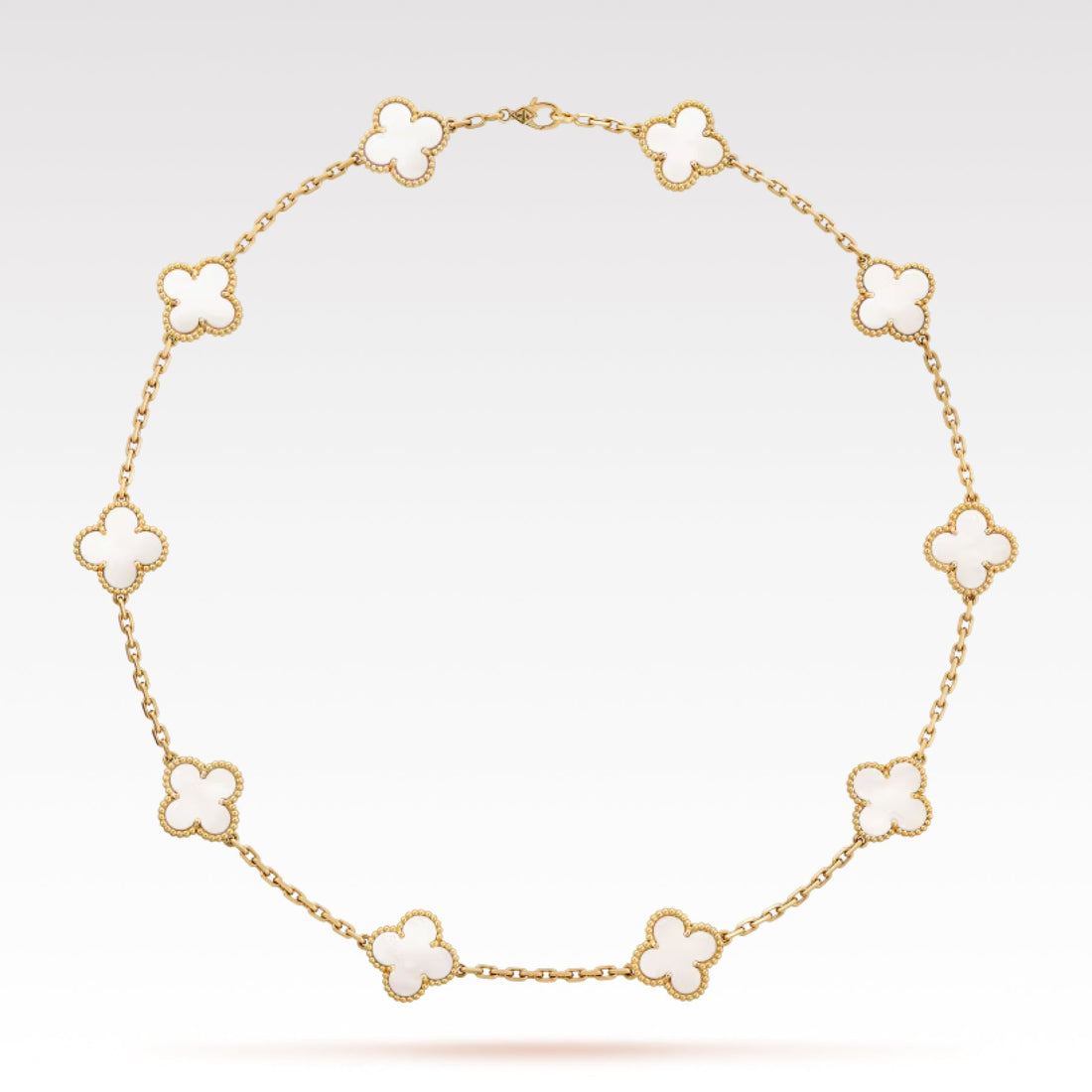 Quatrefoil Pendant Necklace, 10 Motifs, Yellow Gold Tone, Malachite
