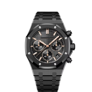 Octagonal Bezel Watch, Ceramic, Black, 41 mm
