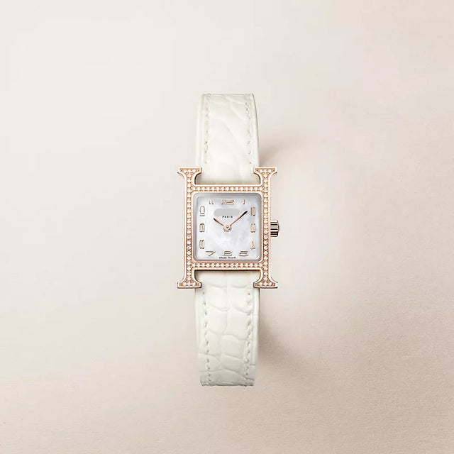 H-Case Watch, Rose Gold Tone, Stone-Set, Mini Model, 21 mm