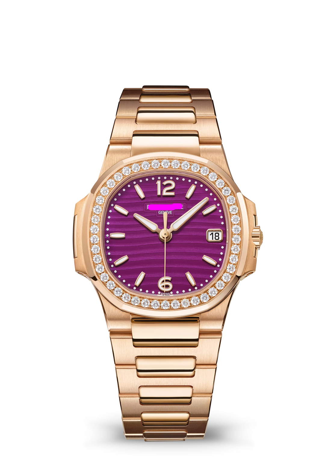 Porthole Case Watch, Rose Gold Tone, Stone-Set