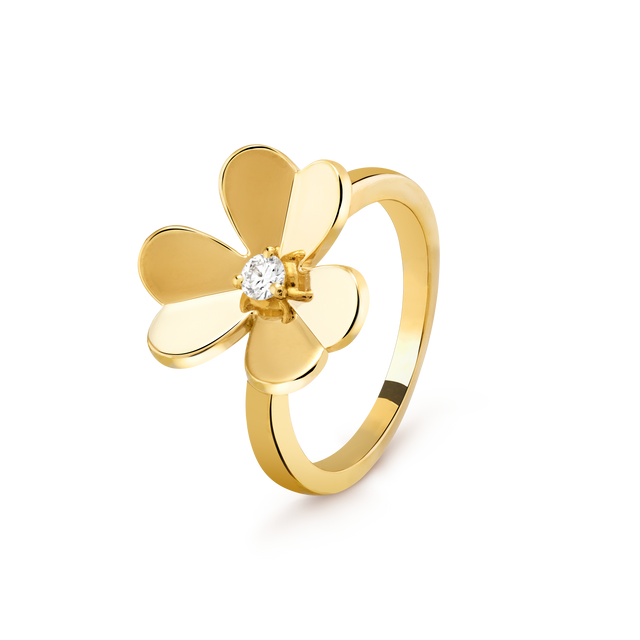 Petal Ring, Yellow Gold Tone, Stone-Set, Small Model