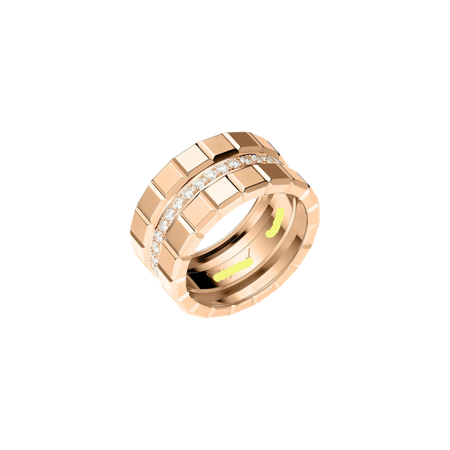 Cube-Link Ring, Rose Gold Tone, Stone-Set