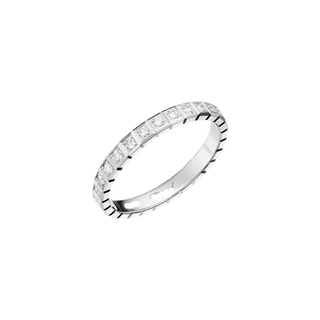 Cube-Link Ring, White Gold Tone, Stone-Set, White