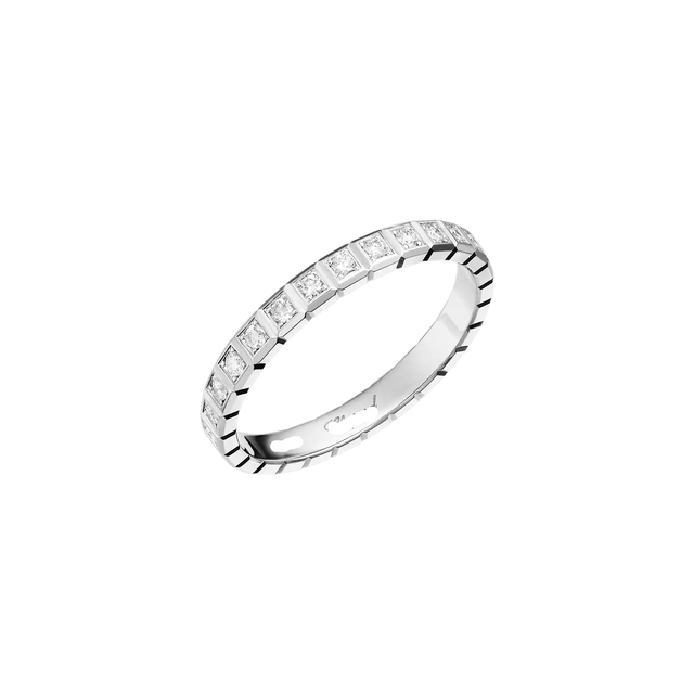 Cube-Link Ring, White Gold Tone, Stone-Set, White