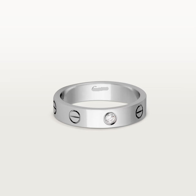 Screw-Motif Band Ring, Stone-Set, Rose Gold Tone