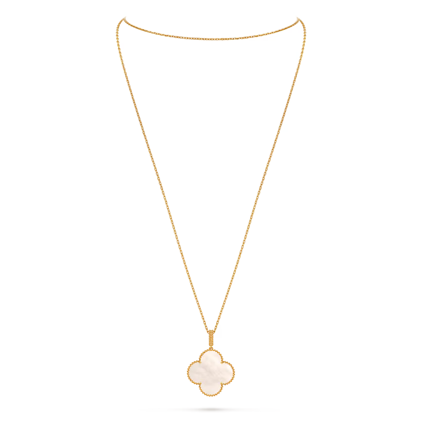 Quatrefoil Long Necklace, 1 Motifs, Yellow Gold Tone