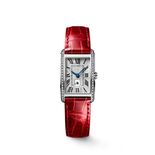 Rectangular Case Watch, Steel, Stone-Set