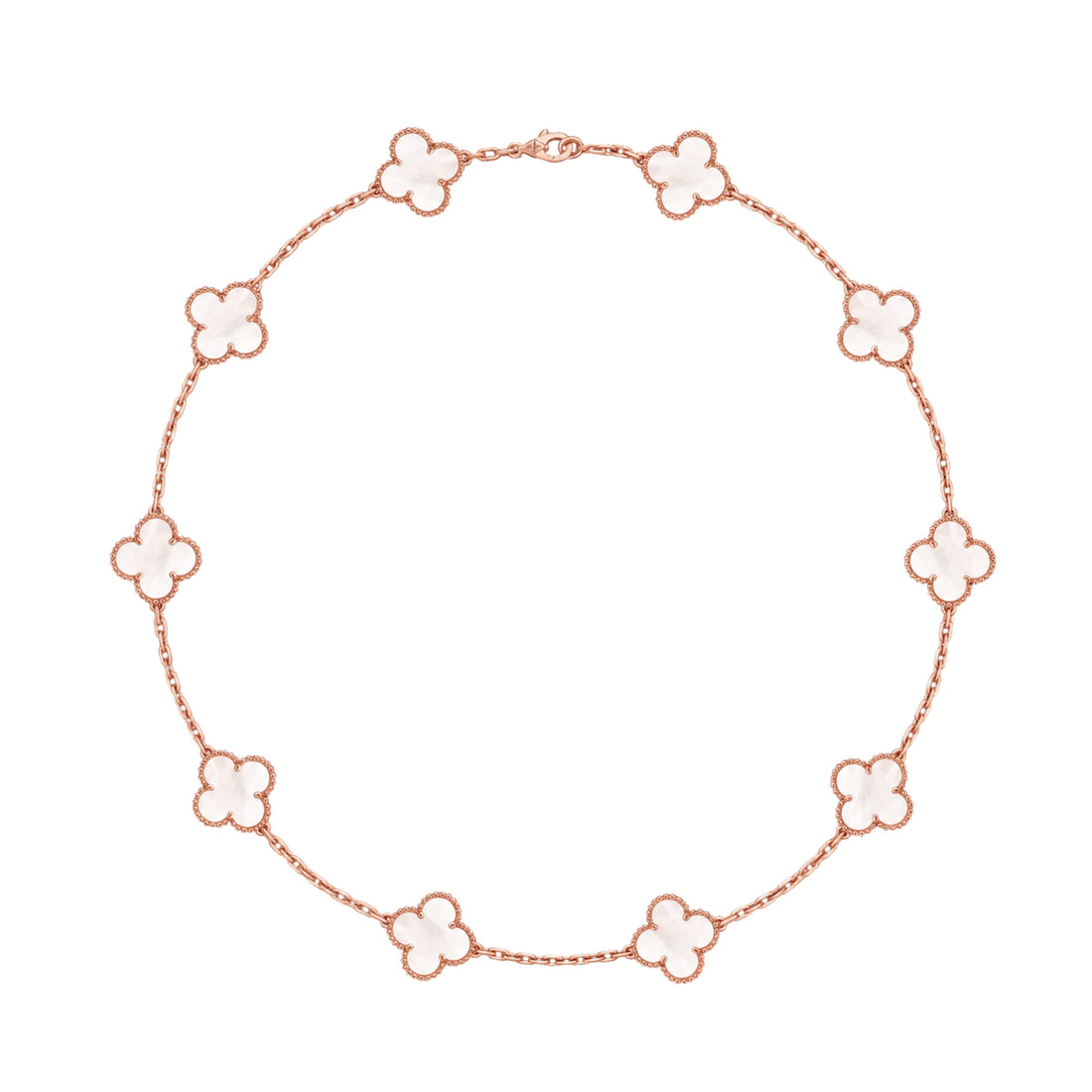 Quatrefoil Pendant Necklace, 10 Motifs, Rose Gold Tone, Malachite