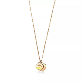 Double Heart Tag Pendant Necklace