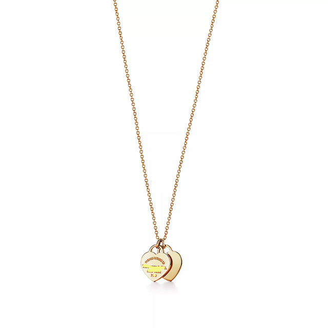 Double Heart Tag Pendant Necklace