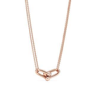 Link Pendant Necklace, Rose Gold Tone